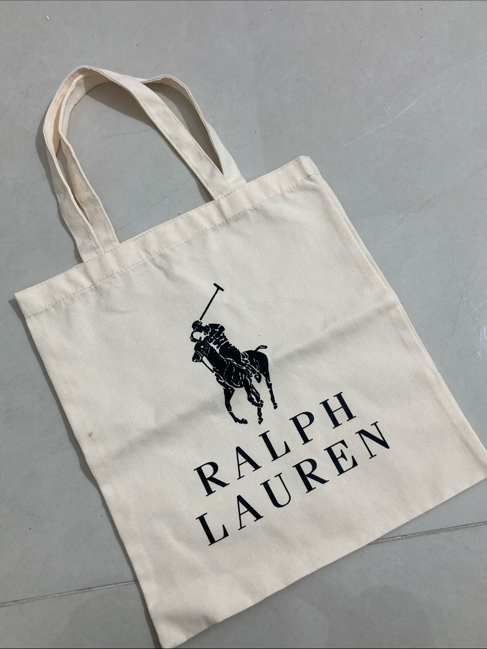 Ralph Lauren Cream Canvas Tote with Black Polo Logo